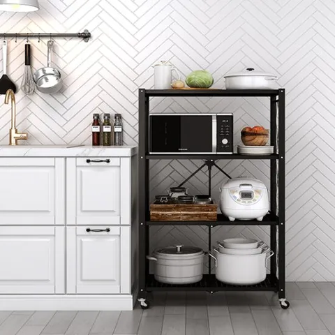 유씨엠 버니 원터치폴딩 철제 이동식 4단 접이식선반