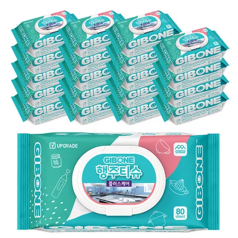 기본에 특허받은 세균닦는 행주티슈 플러스케어 80매X20팩