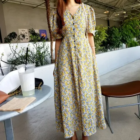 [안녕윤수야] 에스라인 만들어준 플라워 원피스