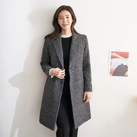 [드리다]엄마옷 40-50대 중년 여성 겨울 하운드 체크 빅사이즈 2