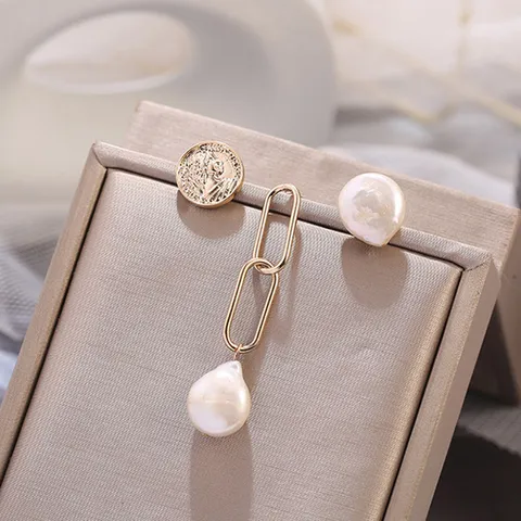 [마리엔코코]-[은침]사슬 언발 코인 귀걸이_IH