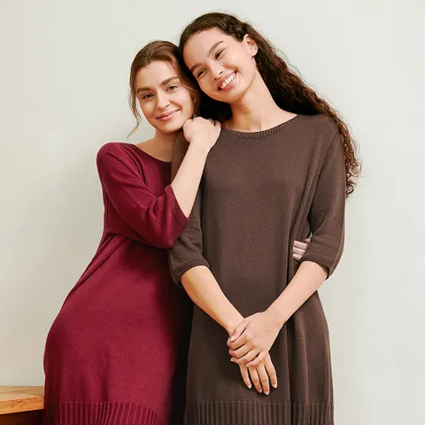 [세컨스킨] [최초가 199000원] 수량한정 홀가먼트 캐시미어 크루넥 하프슬리브 원피스 +할인쿠폰