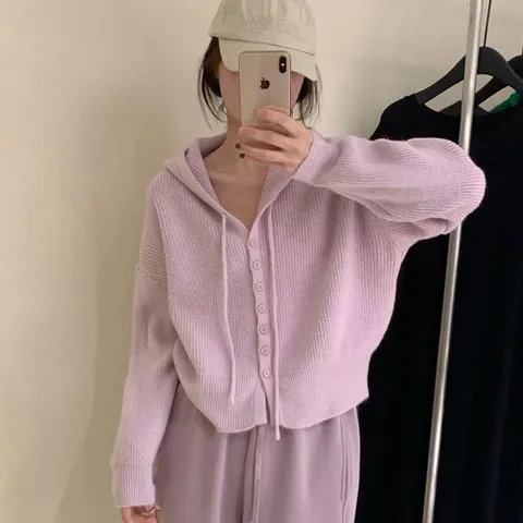 가디건 카디건 CD 보들보들 숏 후드