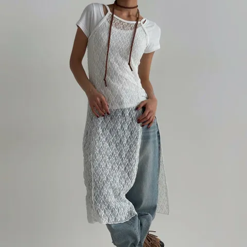 여자 레이스 롱나시 앞트임 레이어드 시스루 롱원피스_3