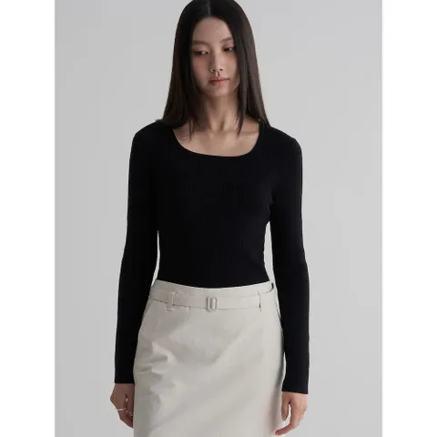 [에잇세컨즈] 립 스퀘어넥 풀오버  블랙 (325951LY45) +할인쿠폰