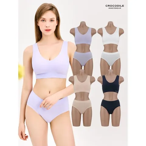 [하프클럽/크로커다일 이너웨어]심리스 퓨징  브라+팬티 8종(브라4+팬티4)