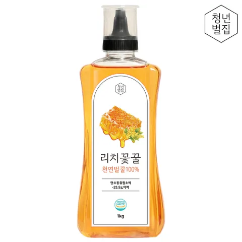 청년벌집 리치꽃꿀 1kg 천연벌꿀 자연벌꿀 토종꿀