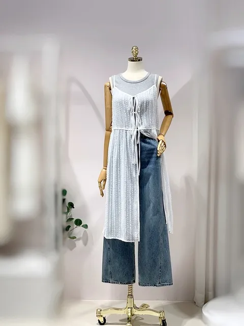 [현대백화점] 올리브데올리브 (OW5MO551) 레이스 슬리브리스 레이어드 원피스