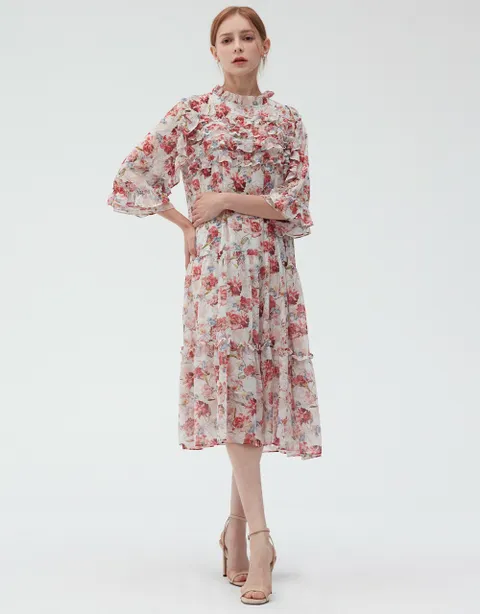 [현대백화점] [손정완] 플라워 쉬폰 프릴 드레스 ZDO3232030