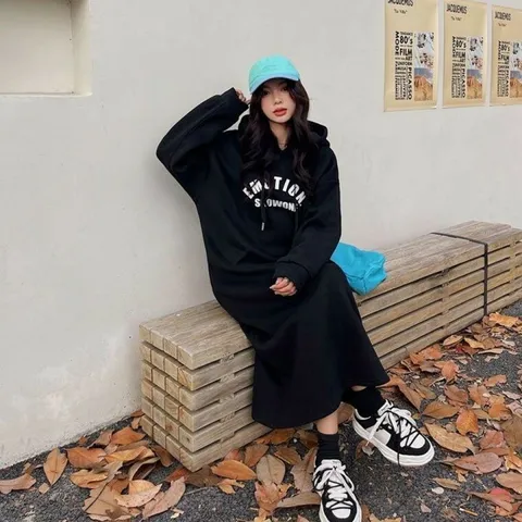 원피스 OPS 홈웨어 이모션 베이직 캐주얼 후드 데일리 롱 기모