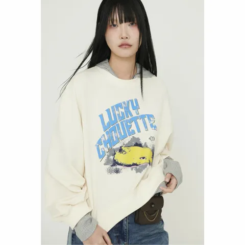 [LUCKY CHOUETTE] Chouette Point Sweat T-shirt - LFTAM25205IVX