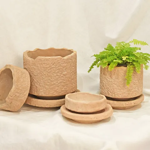 마이플랜트 페버팟 미니 인테리어 화분 빈티지 토분 받침 세트