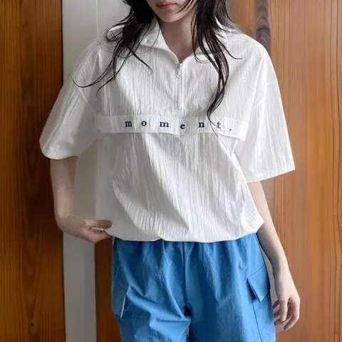 아트박스/신상오픈런 여성 반팔 아노락 반집업 캐주얼 레터링 맨투맨 +할인쿠폰