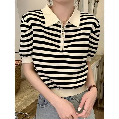 [하프클럽/휴드]볼륨 반 집업 카라  2color 탑