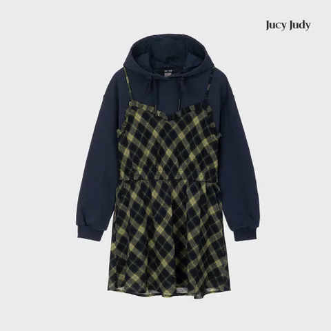[쥬시쥬디] J체크배색후드미니원피스 JWOP721E