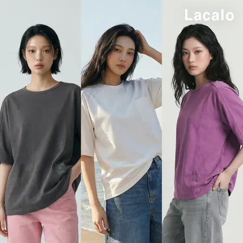 [ ★론칭가69,900원★][Lacalo] 라칼로 26SS 피그먼트 면100%티셔츠 3종
