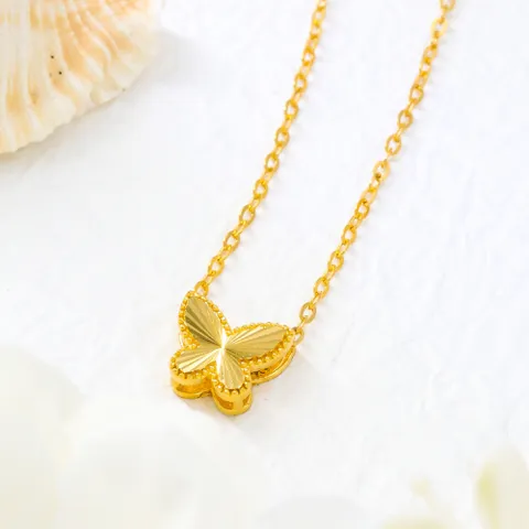 [한국귀금속보석거래소] 24K 순금 목걸이 빛살 컷팅 나비 3.75g+18K 잠금장식
