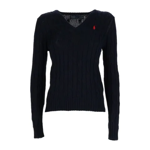 [해외배송][랄프로렌] 로고 자수 케이블 니트 브이넥 스웨터 211971870 004HUNTERNAVY +할인쿠폰