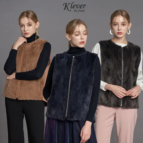 [현대백화점] 진도 Klever 집업 콤비 유색 밍크 베스트(K4W2MV01_)