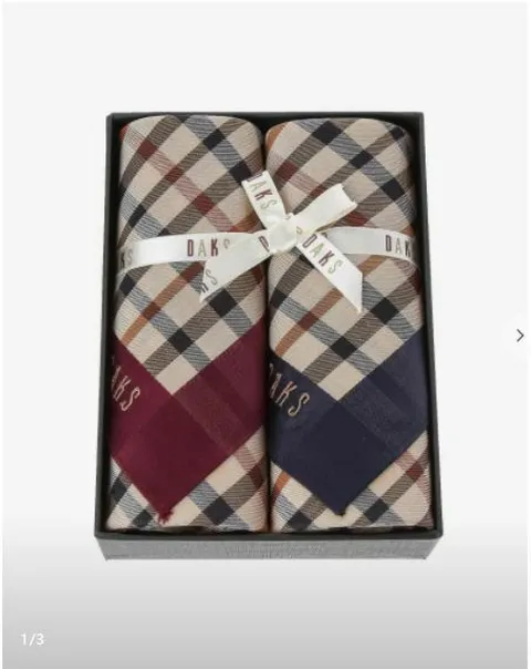 [현대백화점] [20%쿠폰][닥스핸드백] DCHA1E001N2 [DAKS GIFT]하우스체크 면 손수건 2종세 +할인쿠폰(* 선물포장 + 품질보증서 + 쇼핑백 동봉 *)