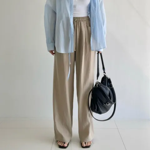 여성 린넨 밴딩 스트링 와이드팬츠 마 통바지 +할인쿠폰