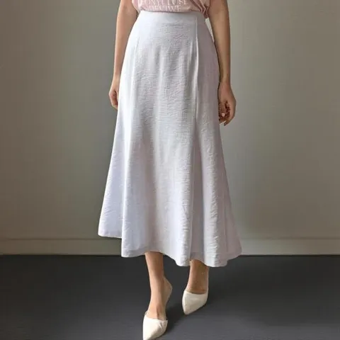 아트박스/신상오픈런 여성 린넨 플레어 롱 스커트 뒷밴딩 스타일 +할인쿠폰