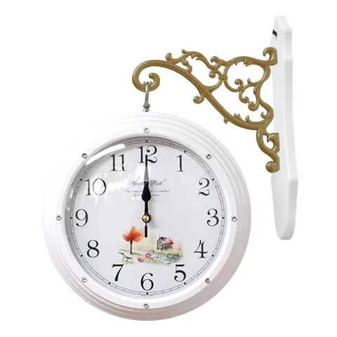 PM2133 큐빅 양면 벽시계 화이트 하우스 제조한국 +할인쿠폰