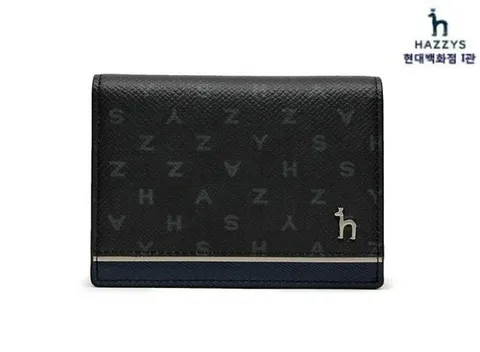 [현대백화점] 헤지스 핸드백 [HJHO0E457BK] 블랙 가죽 퍼피로고 라인배색 2단 카드지갑  +할인쿠폰(*요청시 선물포장 가능*)