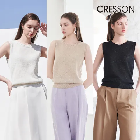 크레송 글리터 슬리브리스 니트탑 택1 C241B901A - 현대Hmall