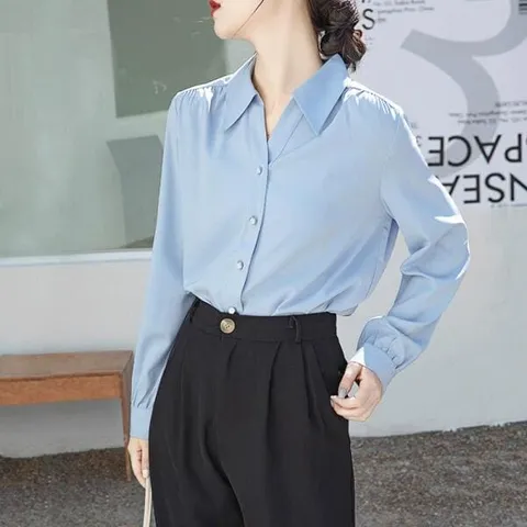 아트박스/신상오픈런 라강르 여성 미니멀 셔츠 롱슬리브 블루 +할인쿠폰