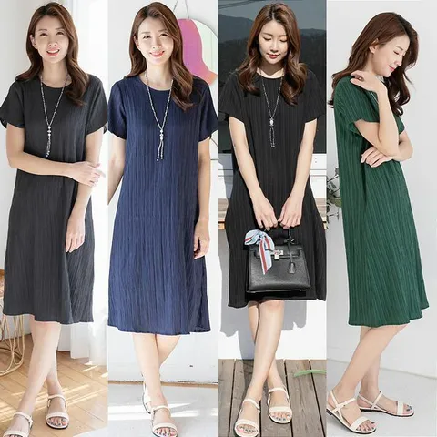 [하프클럽/우일인견]여름 데일리룩 시원한 인견 플리츠 원피스