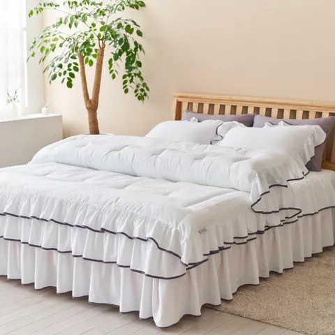 류금숙 라인실키케어 항균솜 차렵이불+베개커버+롱침대커버세트 Q퀸/더블