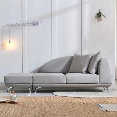 비앙스 켈른 가죽 2인소파(스툴포함)