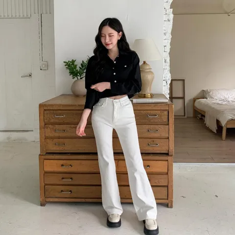|KHH43F6|여성 기본 크롭 페이크 포켓 셔츠 +할인쿠폰