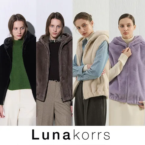 루나코어스 FAUX밍크 후드 집업 베스트 +무이자3개월