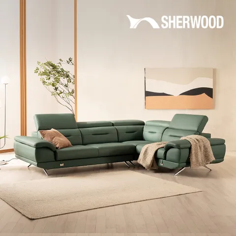 [쉐우드가구] 라미아 6인 코너형 이태리 통가죽 천연면피 소가죽 소파