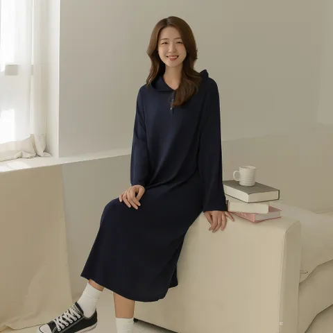 [66-99] 비후 골지 반오픈 후드 원피스 +할인쿠폰