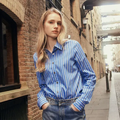 아쿠아스큐텀 여성 수피마 스트라이프 셔츠 WZWS2Q0B +할인쿠폰