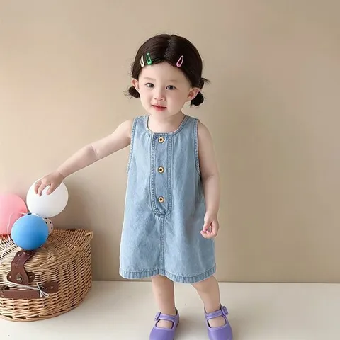 메이커 키즈 U트임 연청 민소매 아동 데님 원피스(90-110) 205414 +할인쿠폰