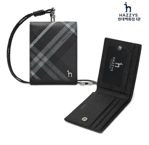 [현대백화점] 헤지스 핸드백 [HJHO0E660BK][DUBLIN] 블랙 체크 2단 목걸이형 카드지갑  +할인쿠폰(*요청시 선물포장 가능*)