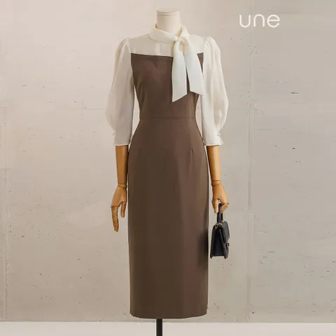 UNE[윈] 텐셀스카프넥 그레이스원피스 +할인쿠폰