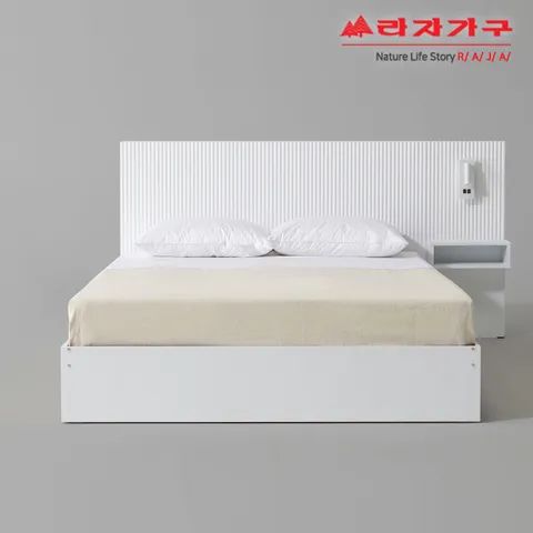 라자가구 비바 템바보드 호텔 수납 침대+본넬매트 Q+협탁1개 LBK064