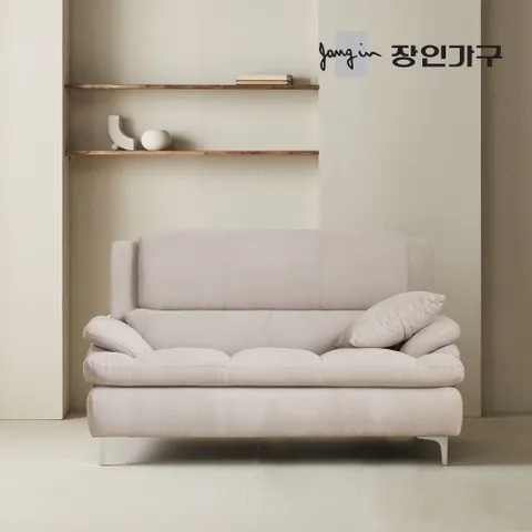 장인가구 콤마 아쿠아텍스 2인 패브릭 소파 스툴포함