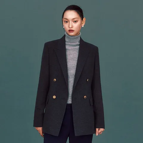 더엣지 체크 더블 셋업 자켓 WYJK6G01 - 현대Hmall