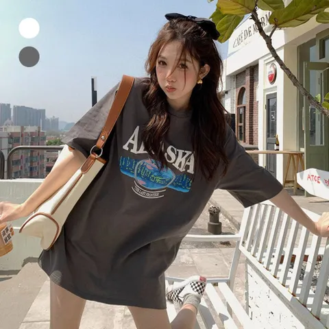 반팔 티셔츠 반팔티 여자 오버핏 레터링 URK-457 반팔티셔츠