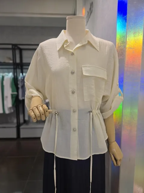 [현대백화점] ab.f.z@ 크리미 허리 스트링 7부 셔츠블라우스 (AEZ3HJ312) +할인쿠폰