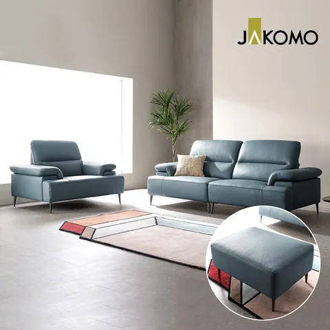[자코모] 바네사 3인+1인 천연면피 소가죽 소파+스툴