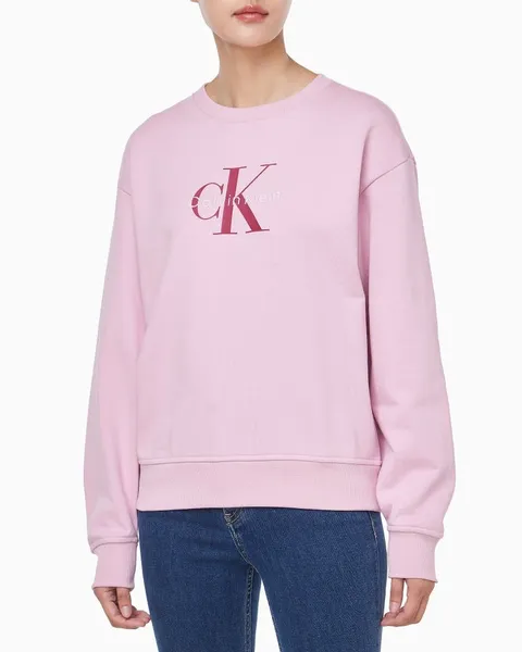 [현대백화점] [캘빈클라인진] (47B234G-TE0) 여성 모노그램 프렌치 태리 릴렉스드 핏 맨투맨 티셔츠 +할인쿠폰