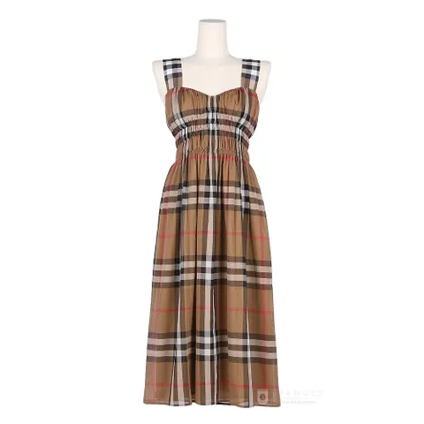 버버리 달리아 하우스체크 셔링 민소매 원피스 브라운 80843131 +할인쿠폰