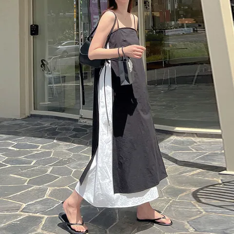 [하프클럽/아우룸8]인기 레이어드 뷔스티에 시스루 프릴 리본 끈 원피스-ops (2c)